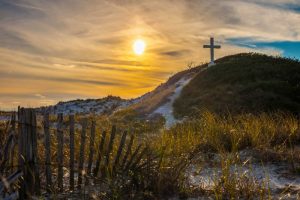 Walk With Us - Sun shining on cross